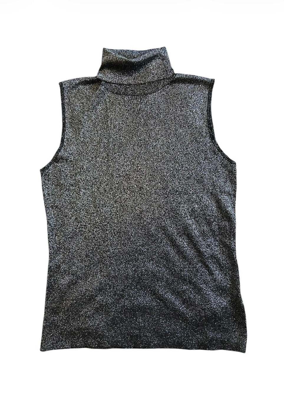 Nygard Collection Sleeveless Metallic Shimmer Turtleneck Top